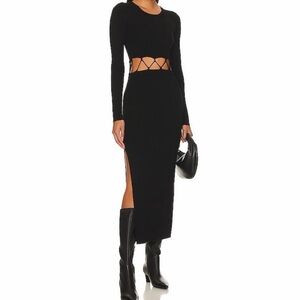 The Range Laced Long Sleeve Black Sweater Dress. NWT. Size Small